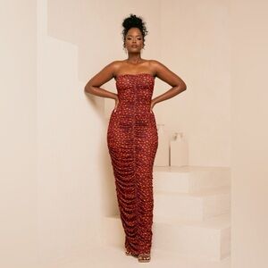 AMINAH ORANGE RUCHED MAXI KNIT DRESS
XL